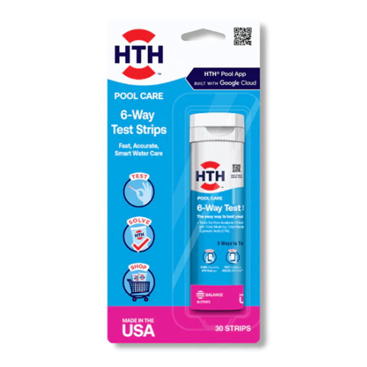 HTH Multi-Purpose 6-Way Test Strips bottle front view