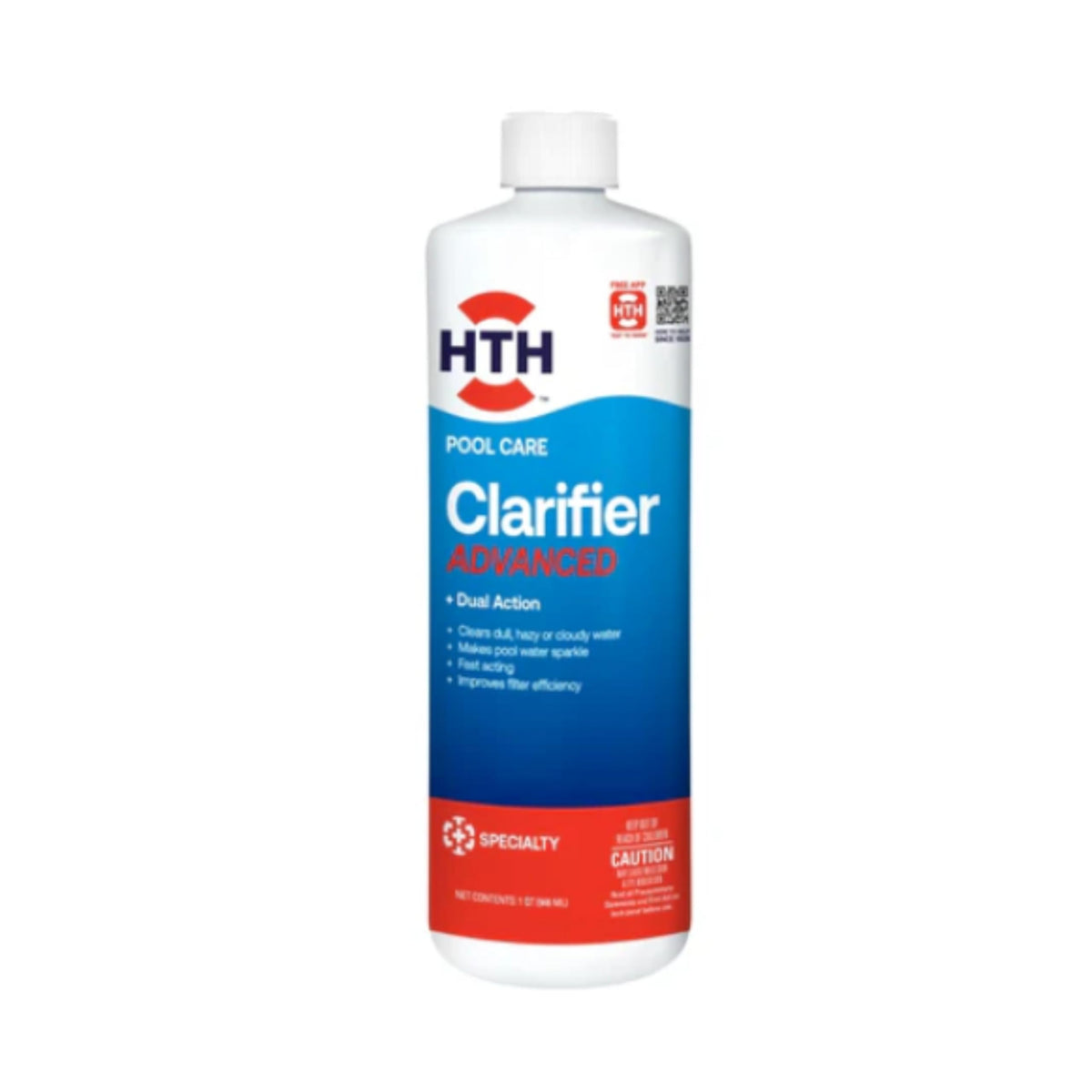 HTH Swimming Pool Care Clarifier 1 Quart bottle front view