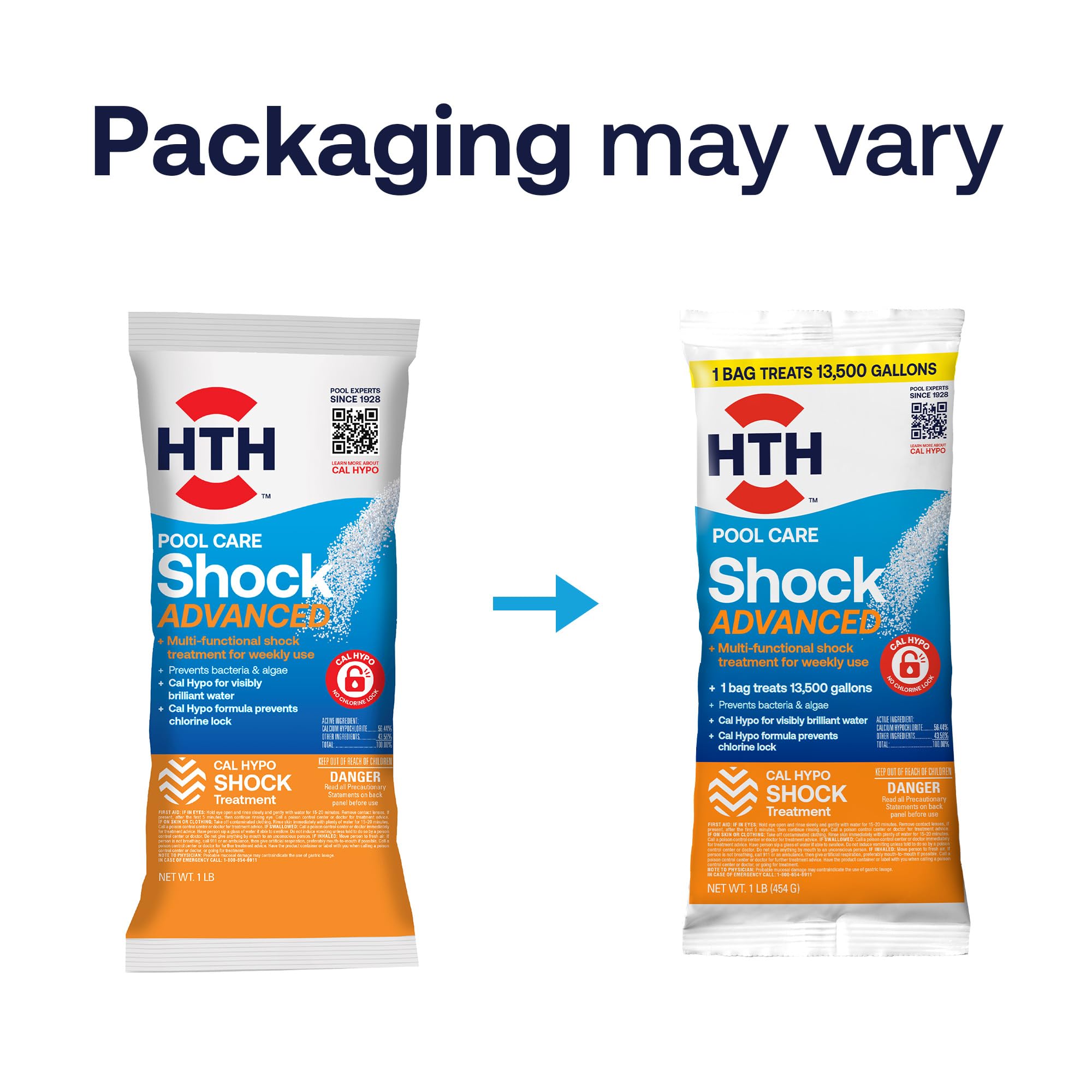 HTH Swimming Pool Care Shock Advanced 1 lb with pool background