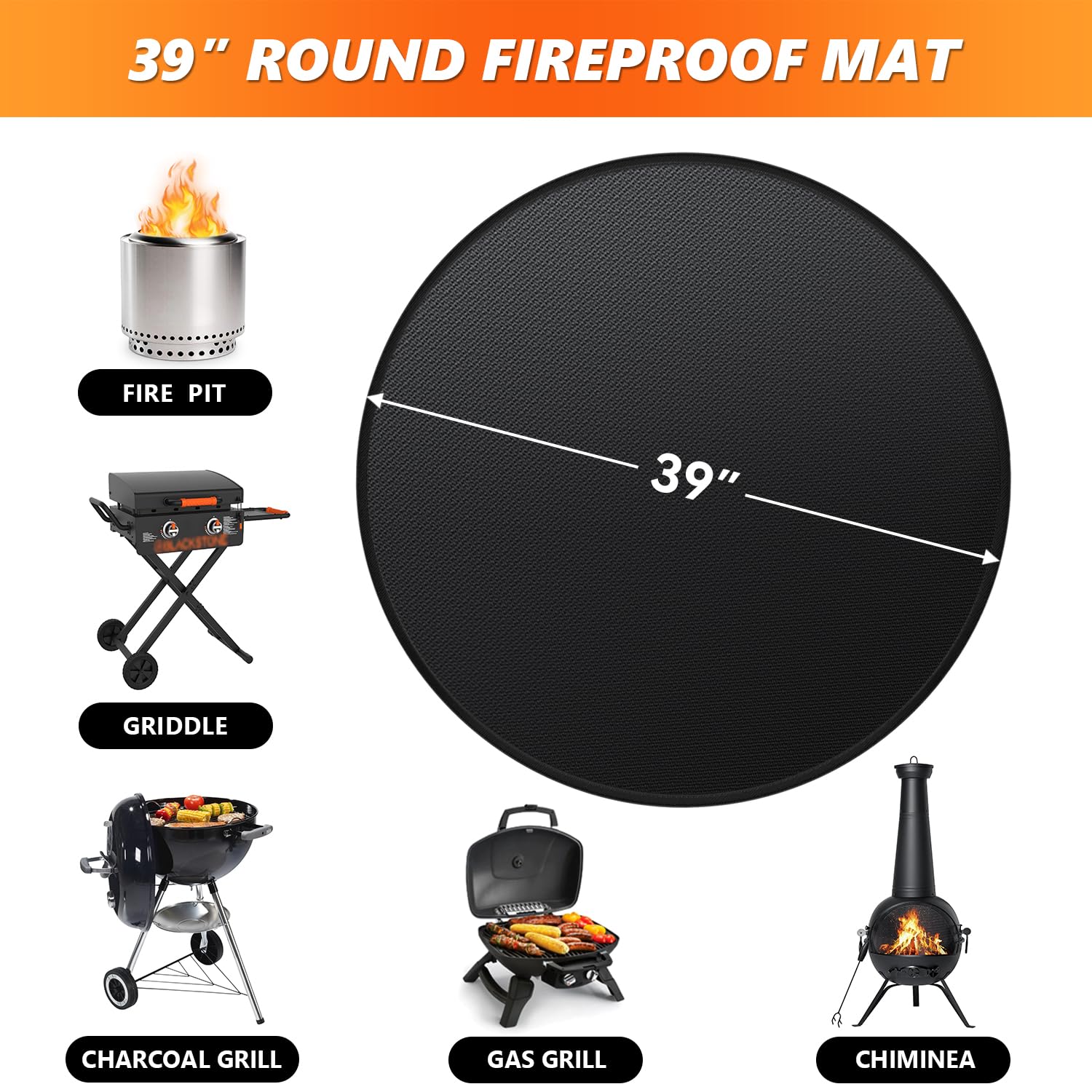 Huchiz Fire Pit Mat in use with outdoor grill