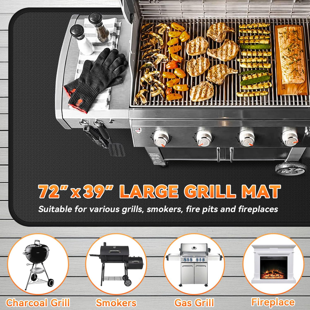 Huchiz Under Grill Mat displayed with grill accessories