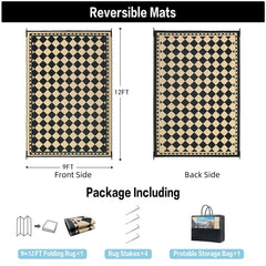 HUGEAR 9x12 outdoor rug showing reversible pattern