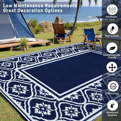 HUGEAR outdoor rug being cleaned with a hose