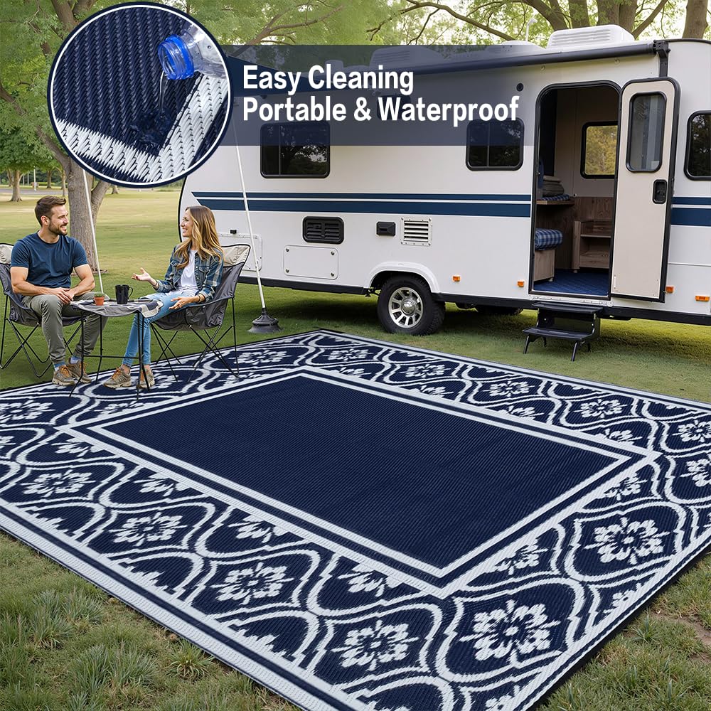 HUGEAR outdoor rug close-up of boho pattern