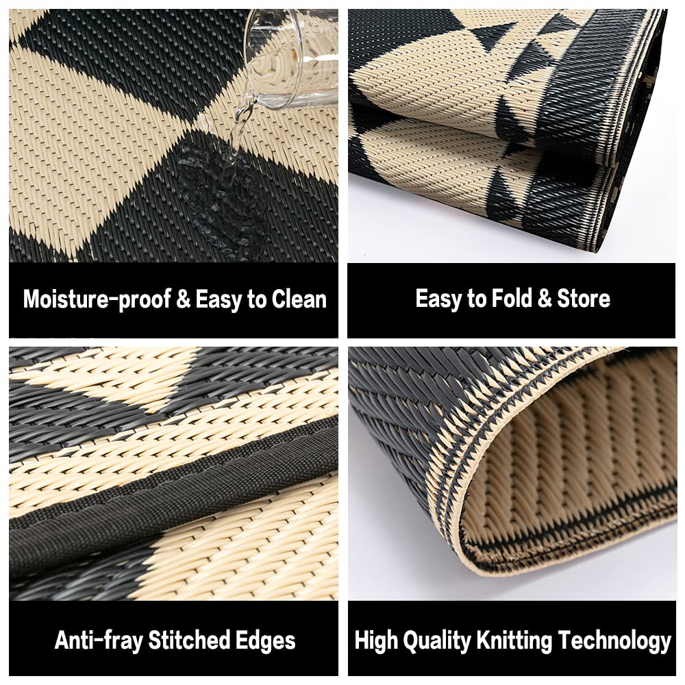 HUGEAR outdoor rug displayed in a camping scenario