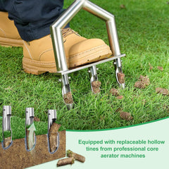 hugeneroy Heavy Duty Steel Hollow Tine Core Aerator with comfort grip handle