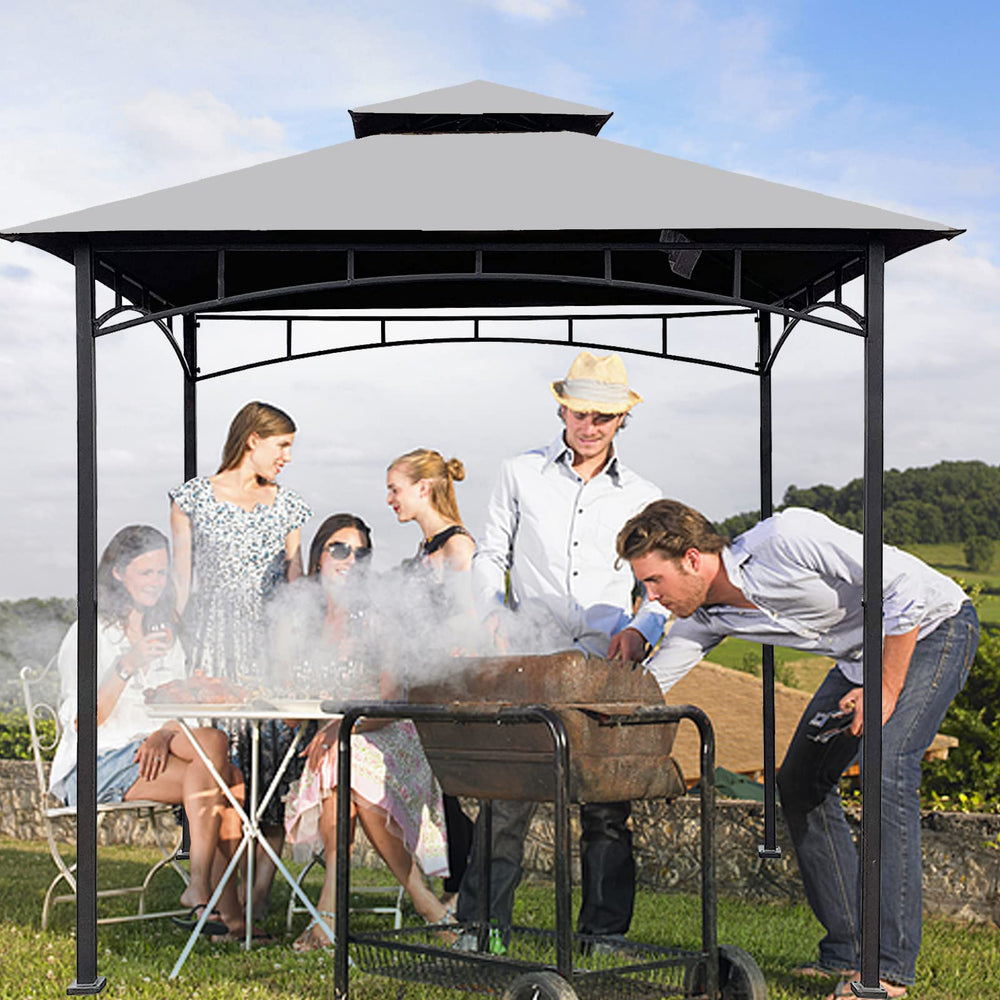 Hugline Grill Canopy Roof gray fitting on gazebo