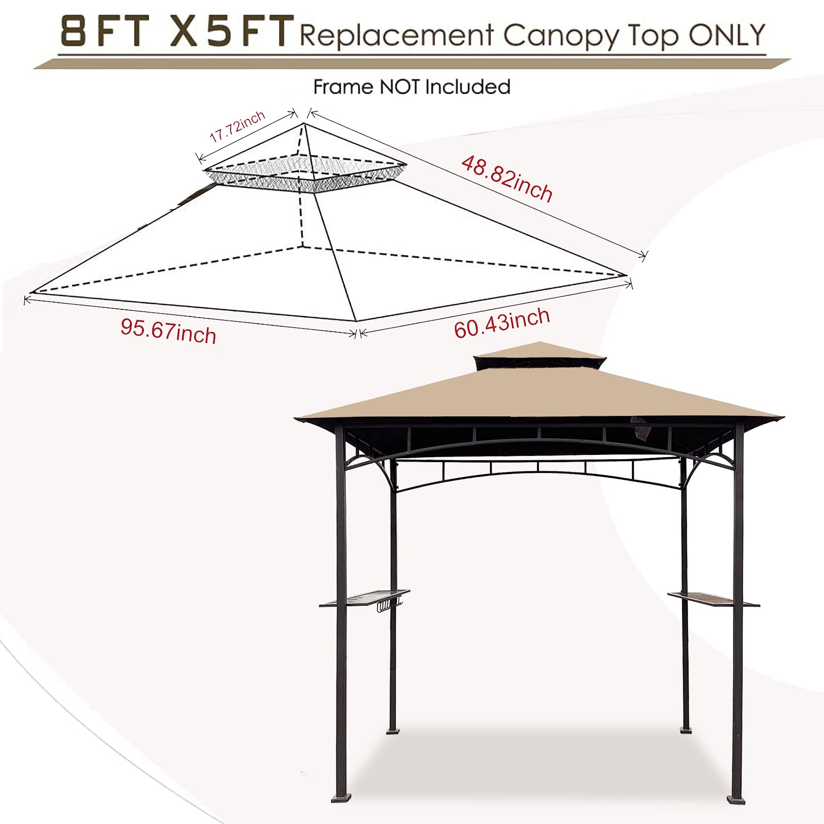 Hugline Grill Gazebo Replacement Canopy Roof showing corner pockets for fitting
