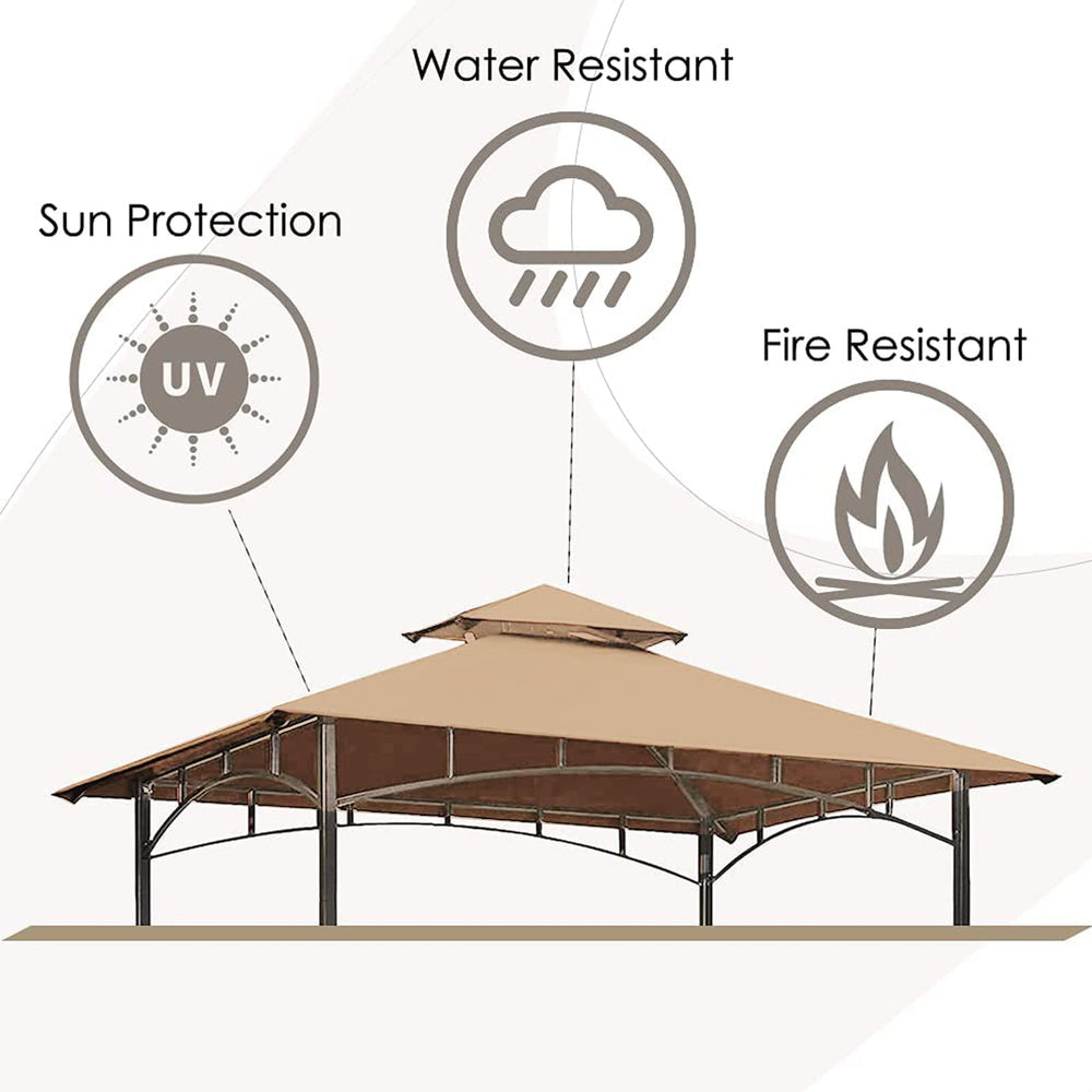 Hugline Grill Gazebo Replacement Canopy Roof side view with double tier design