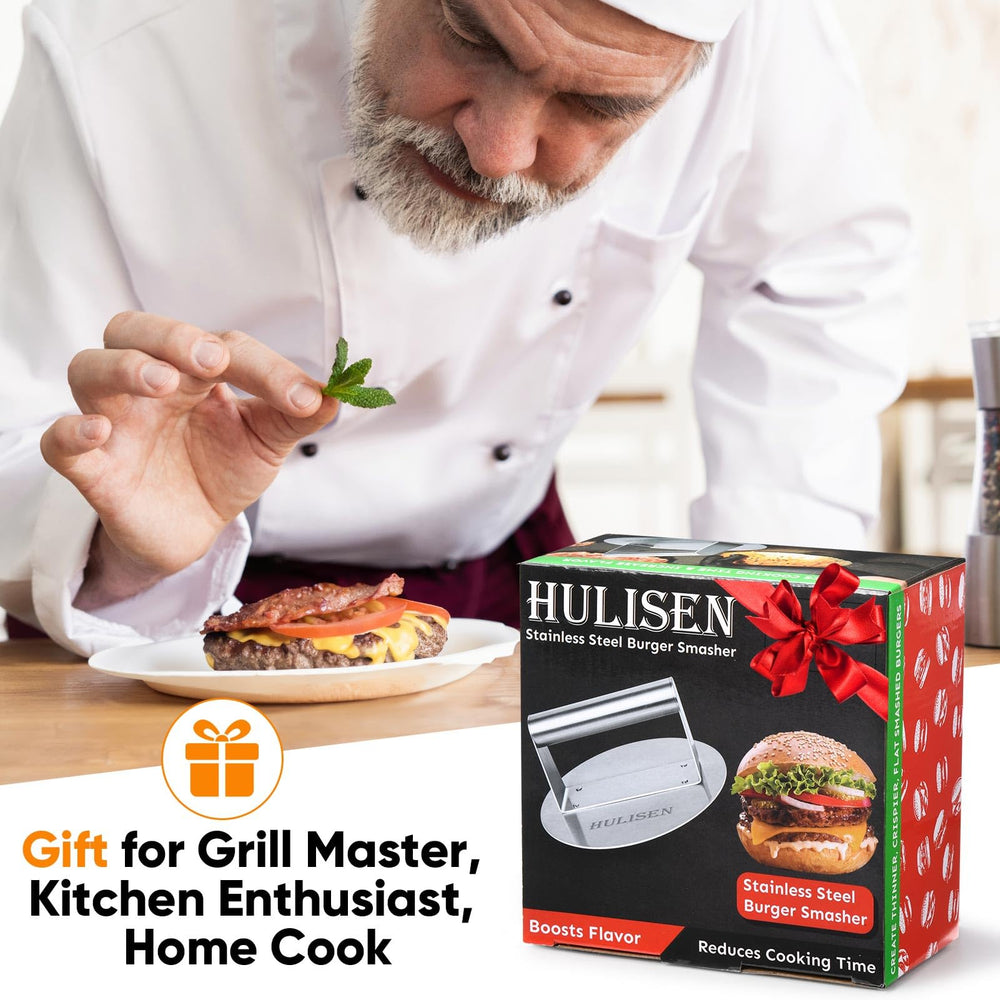 HULISEN Burger Press with burgers ready to grill