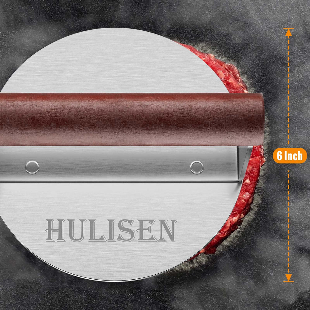 HULISEN Burger Smasher demonstrating cool-touch handle