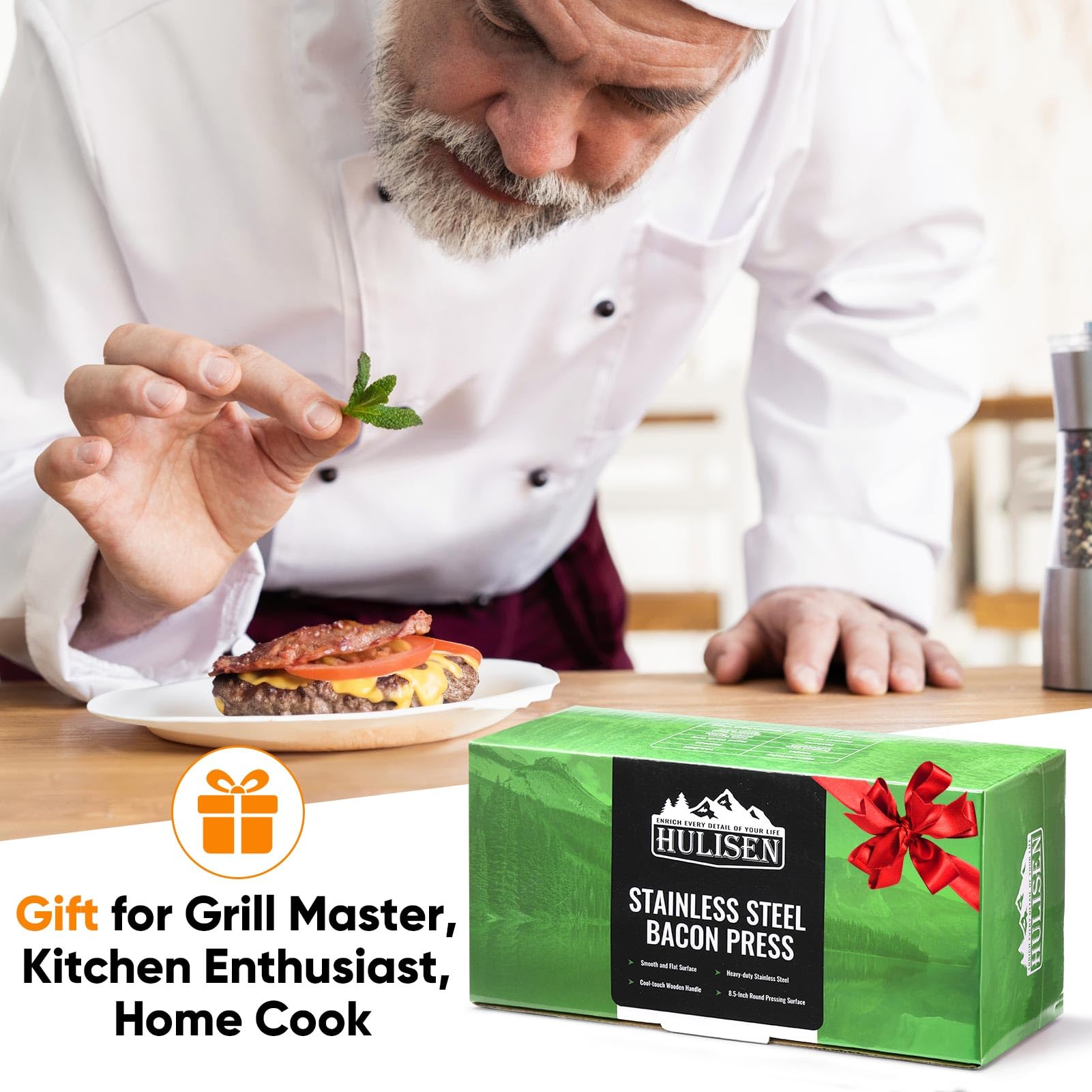 HULISEN Grill Press with cleaning sponge and soap
