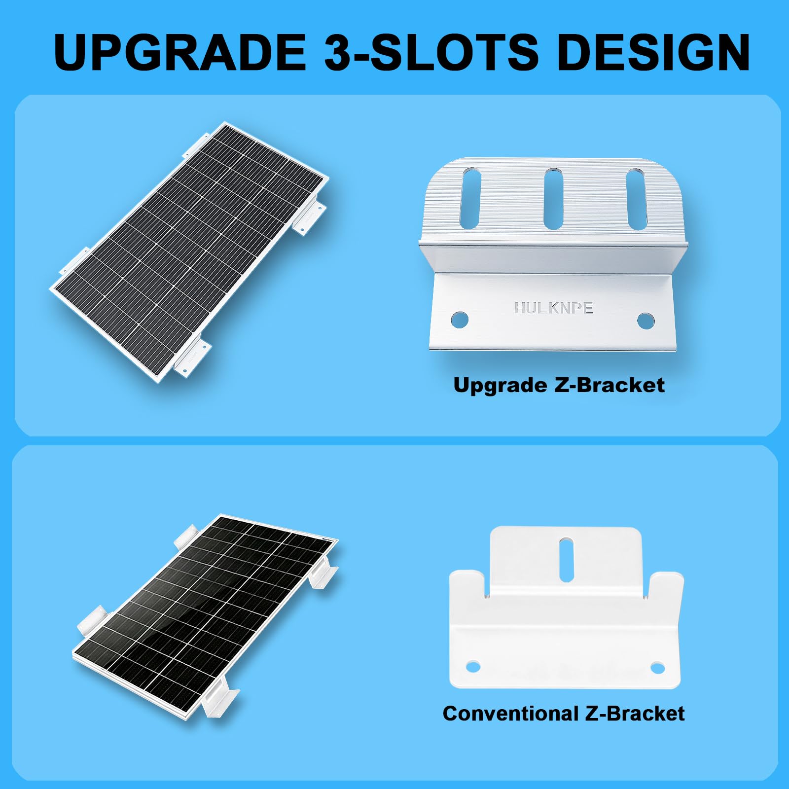 HULKNPE Z brackets installed on a solar panel