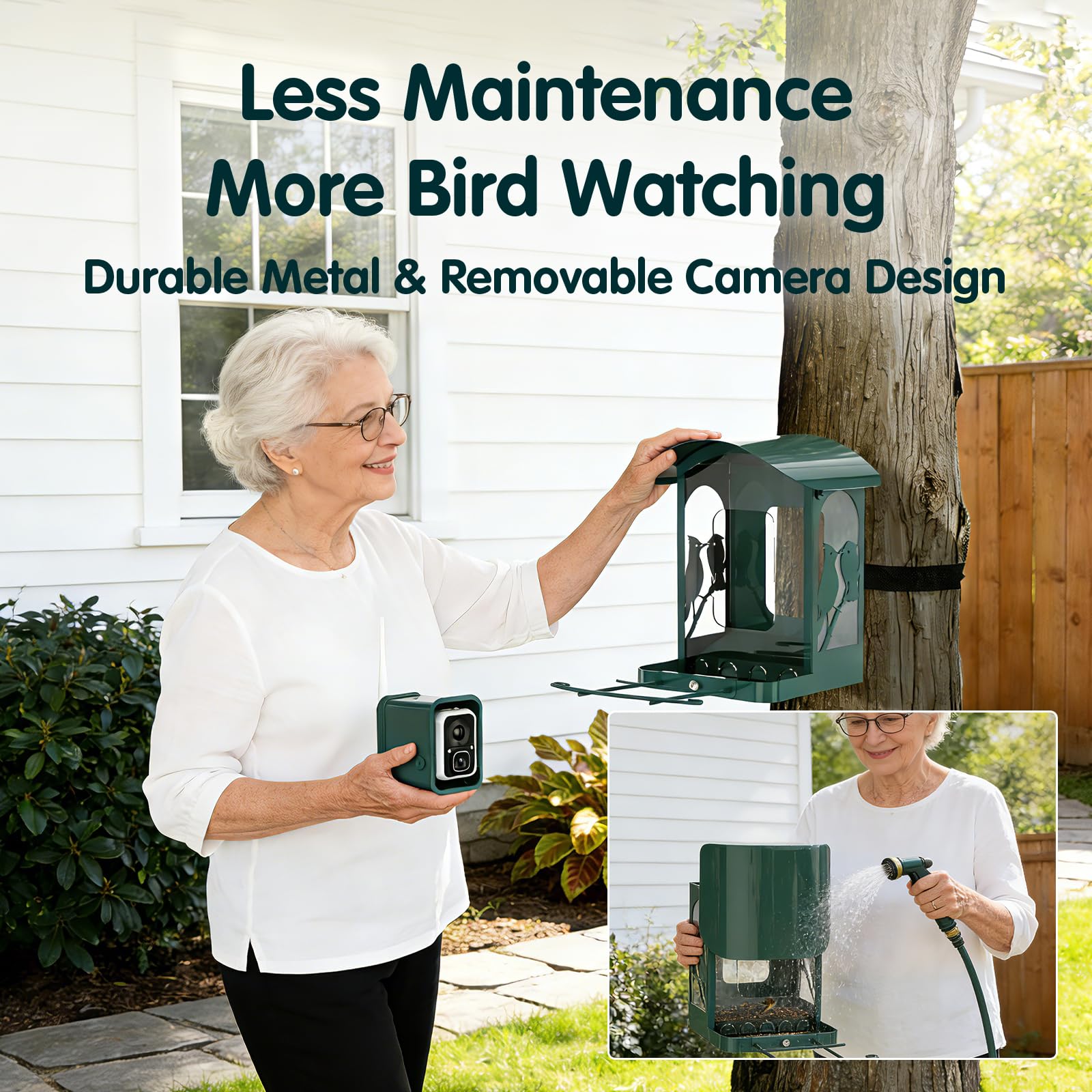 Humbirdy bird feeder with clear view of feeding ports