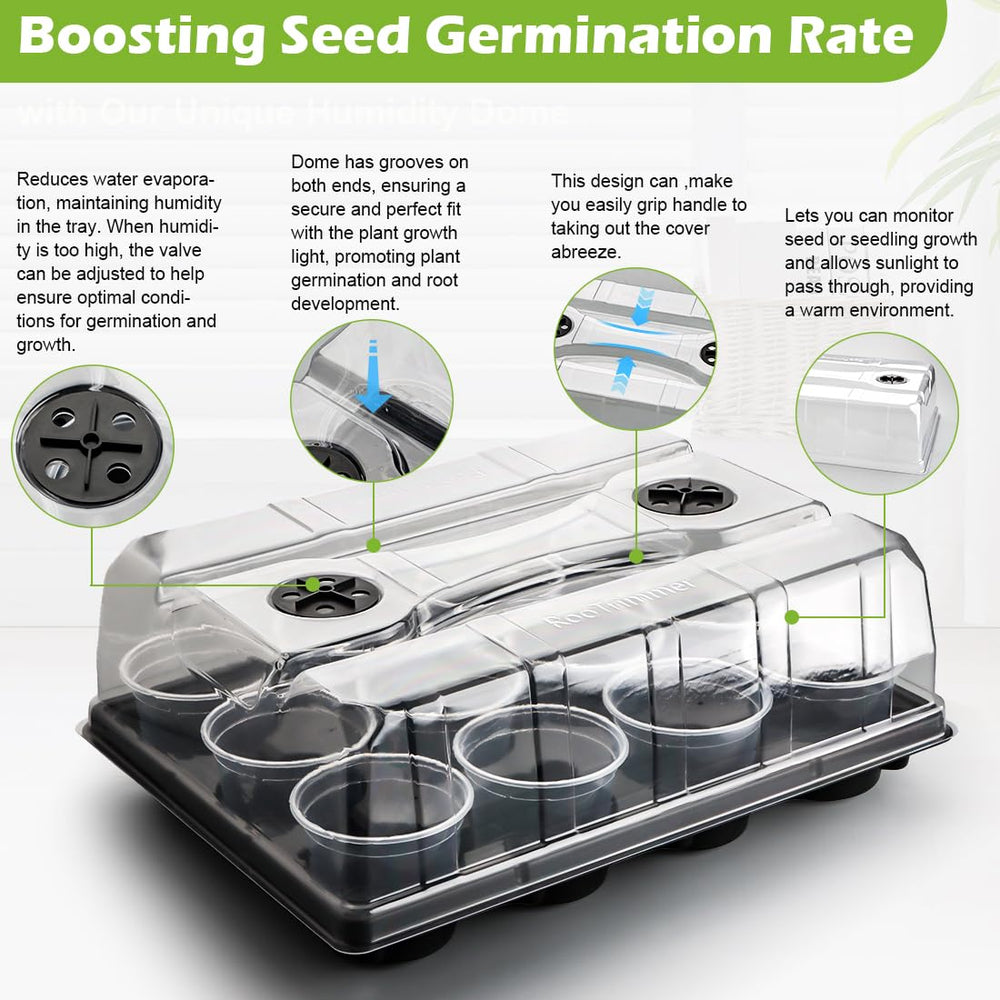 Humidity dome on top of seed starting tray