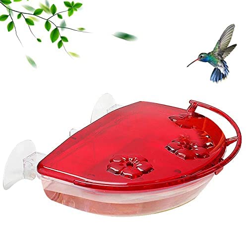Hummingbird Window View Feeder with red design front view