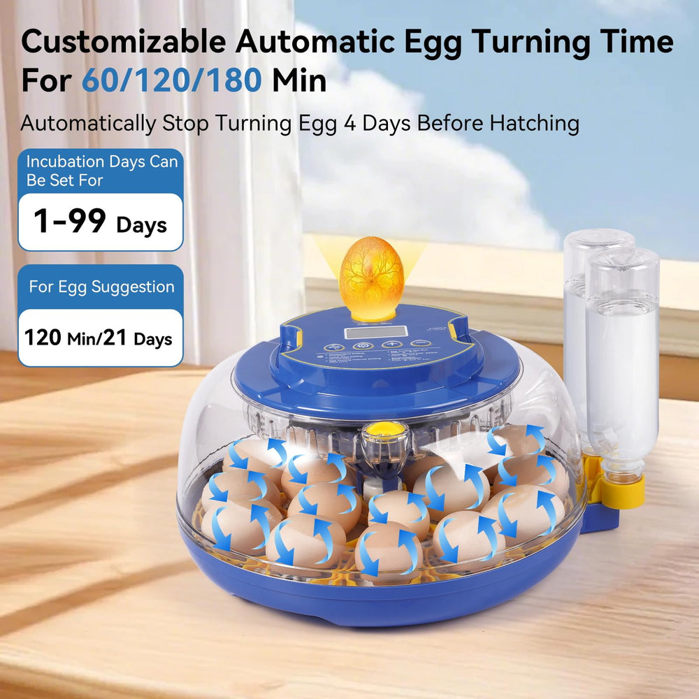 Humorrap egg incubator showing automatic egg turning mechanism