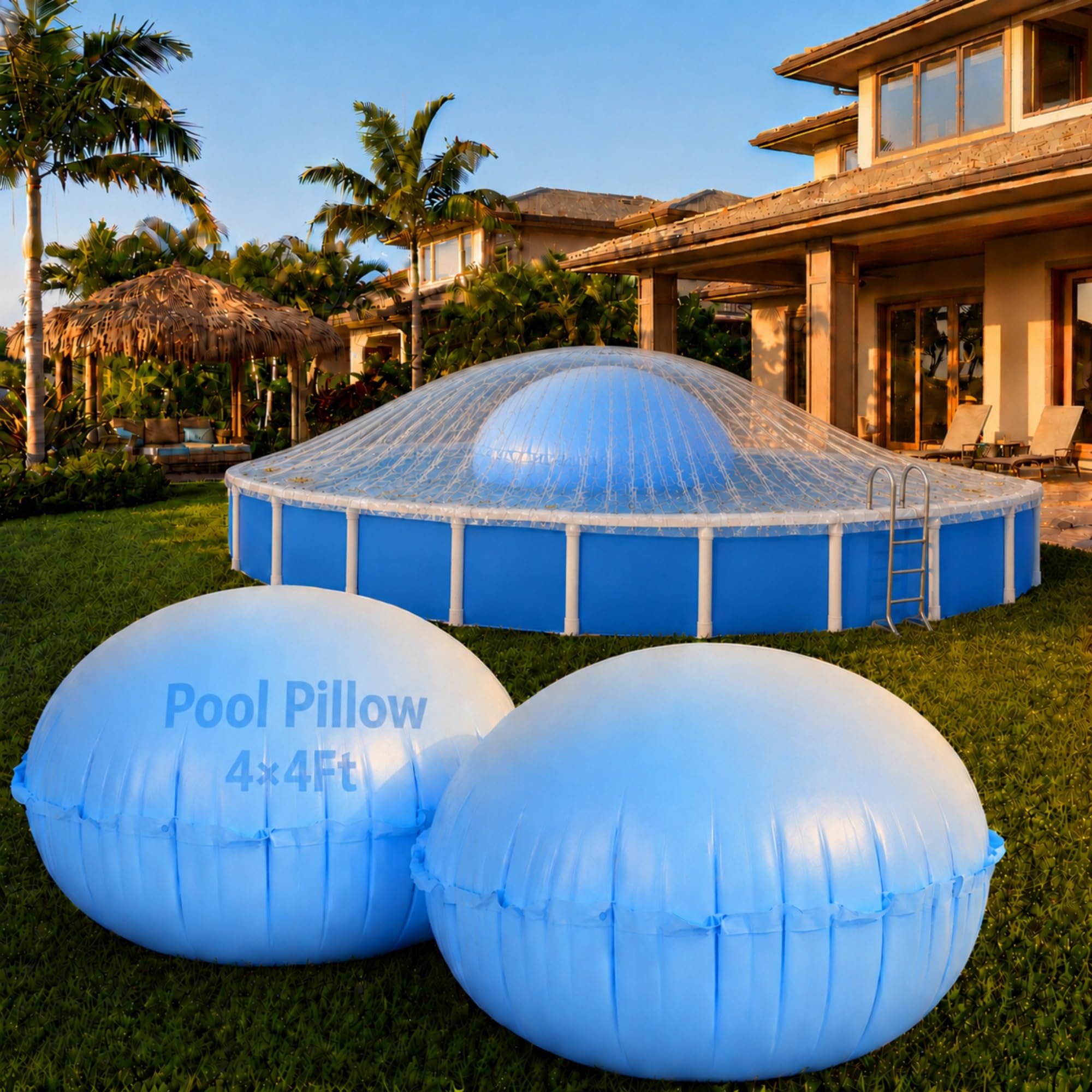 Hungdao Pool Air Pillows 4 x 4 ft blue cushion front view
