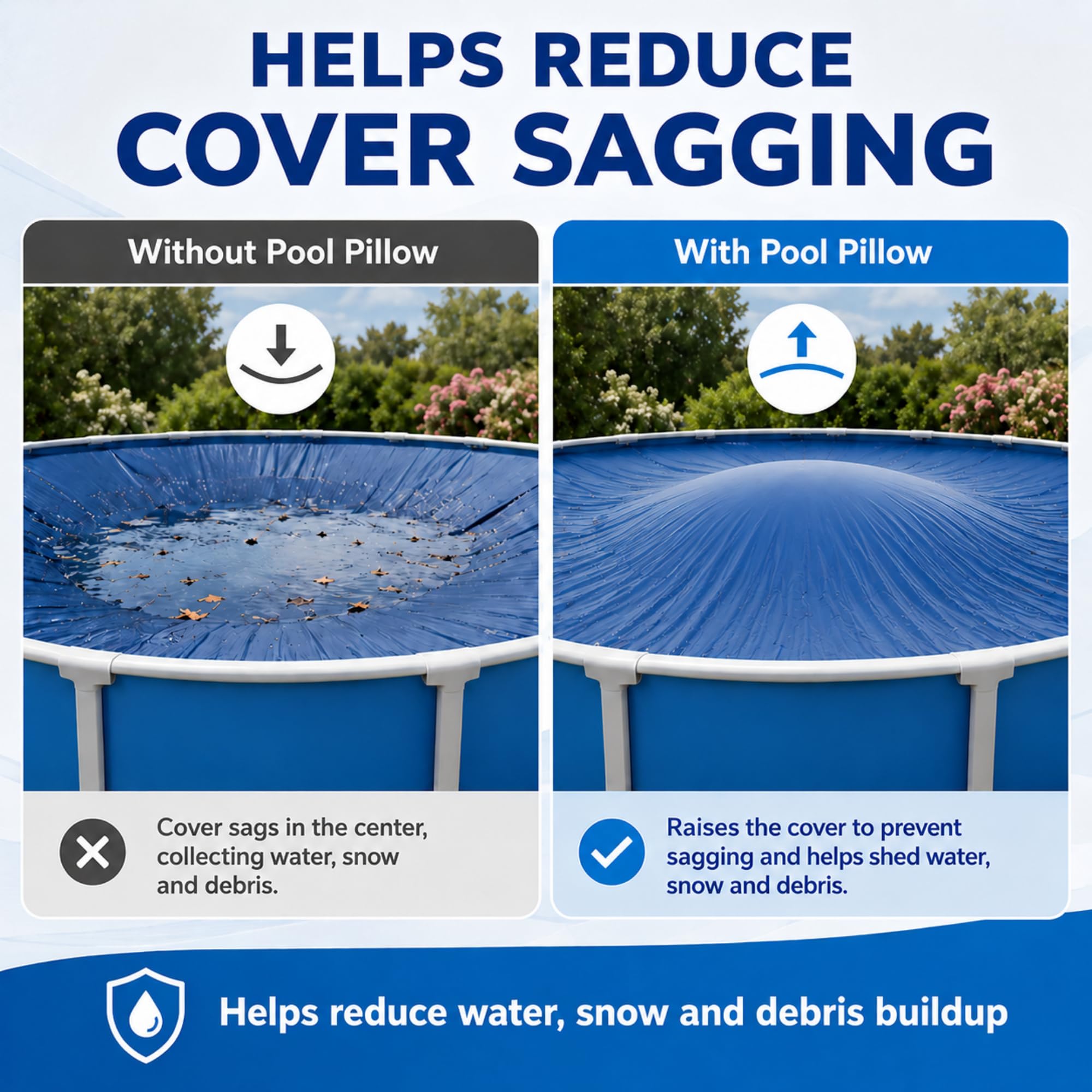 Hungdao Pool Air Pillows package with dimensions