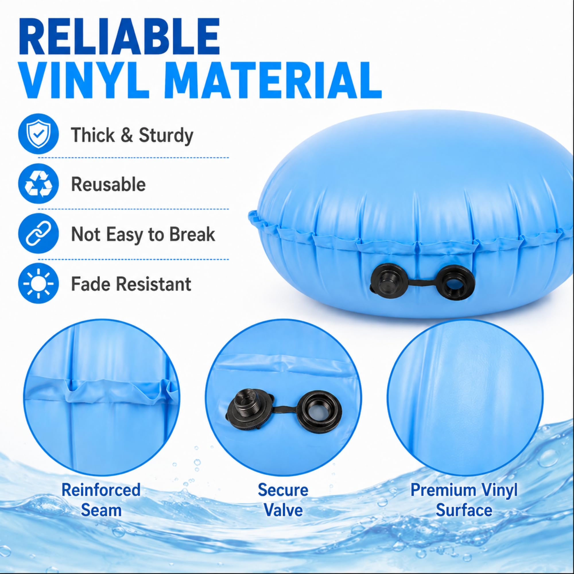 Hungdao Pool Air Pillows showing valve for inflation