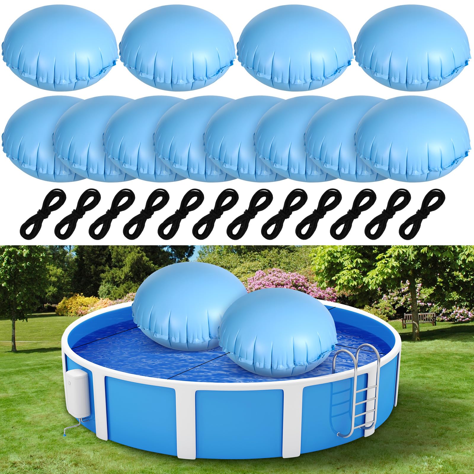Hungdao Pool Cover Pillows 4x4 ft stacked view