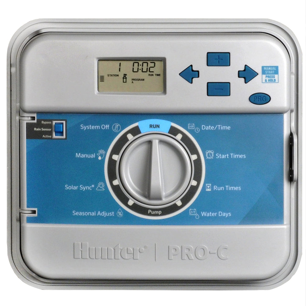 Hunter Pro-C 4-Station Irrigation Controller front view in gray