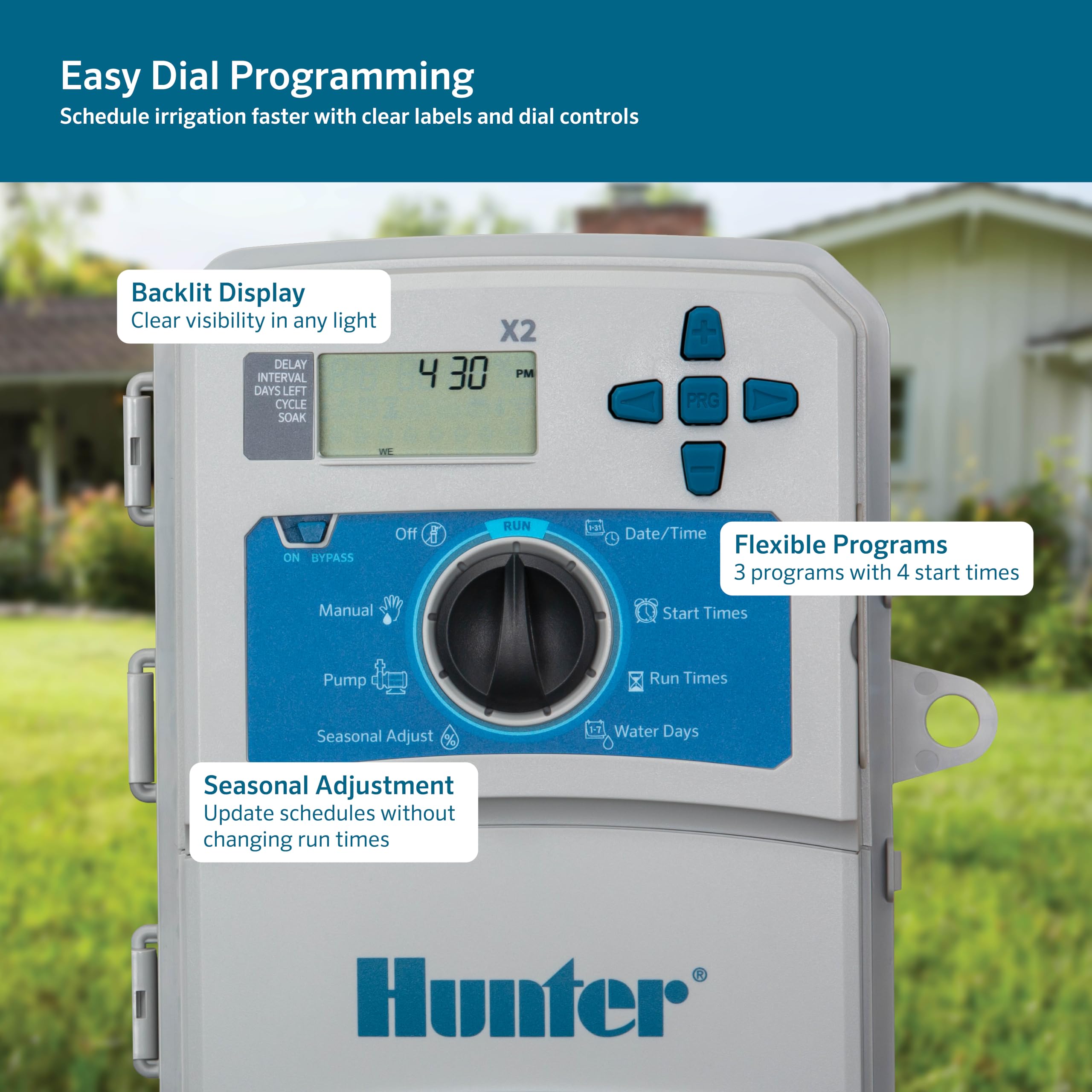 Hunter X2 Sprinkler Controller back view with wiring