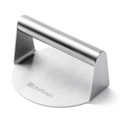 Husfunov Stainless Steel Burger Press front view with flat surface