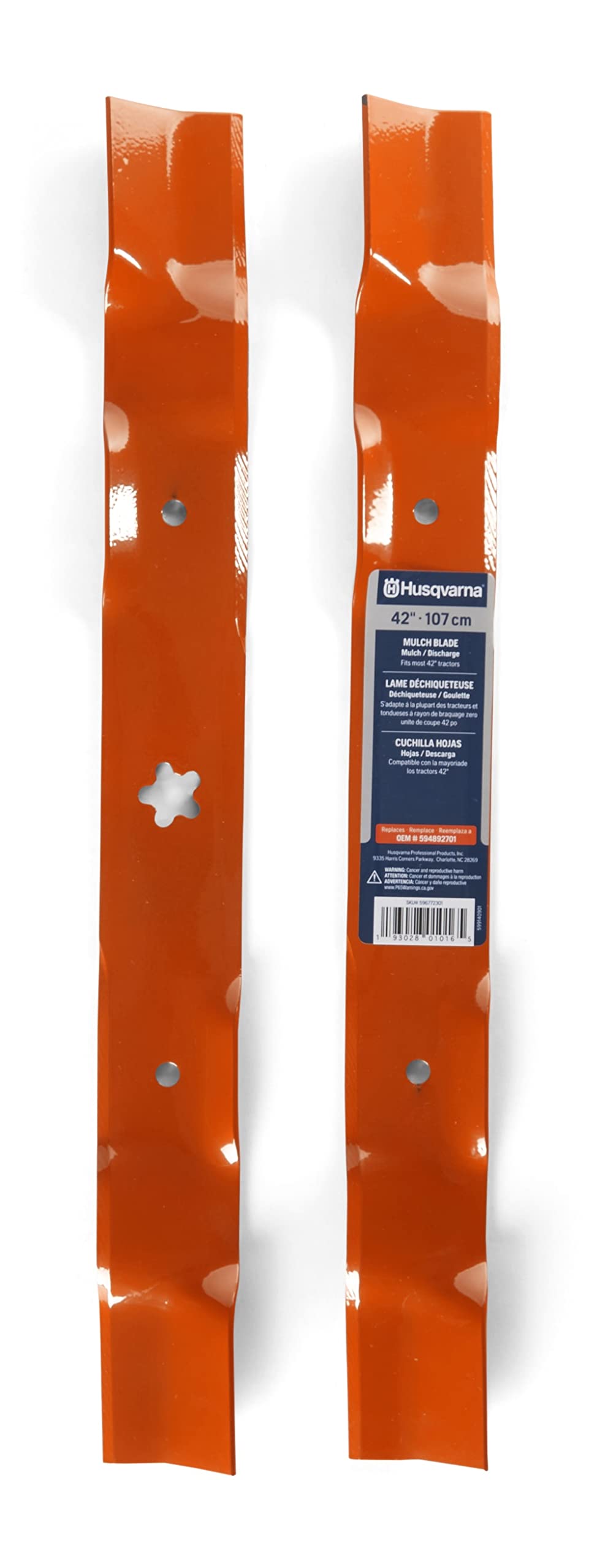 Husqvarna 42-inch mulching lawn mower blades front view