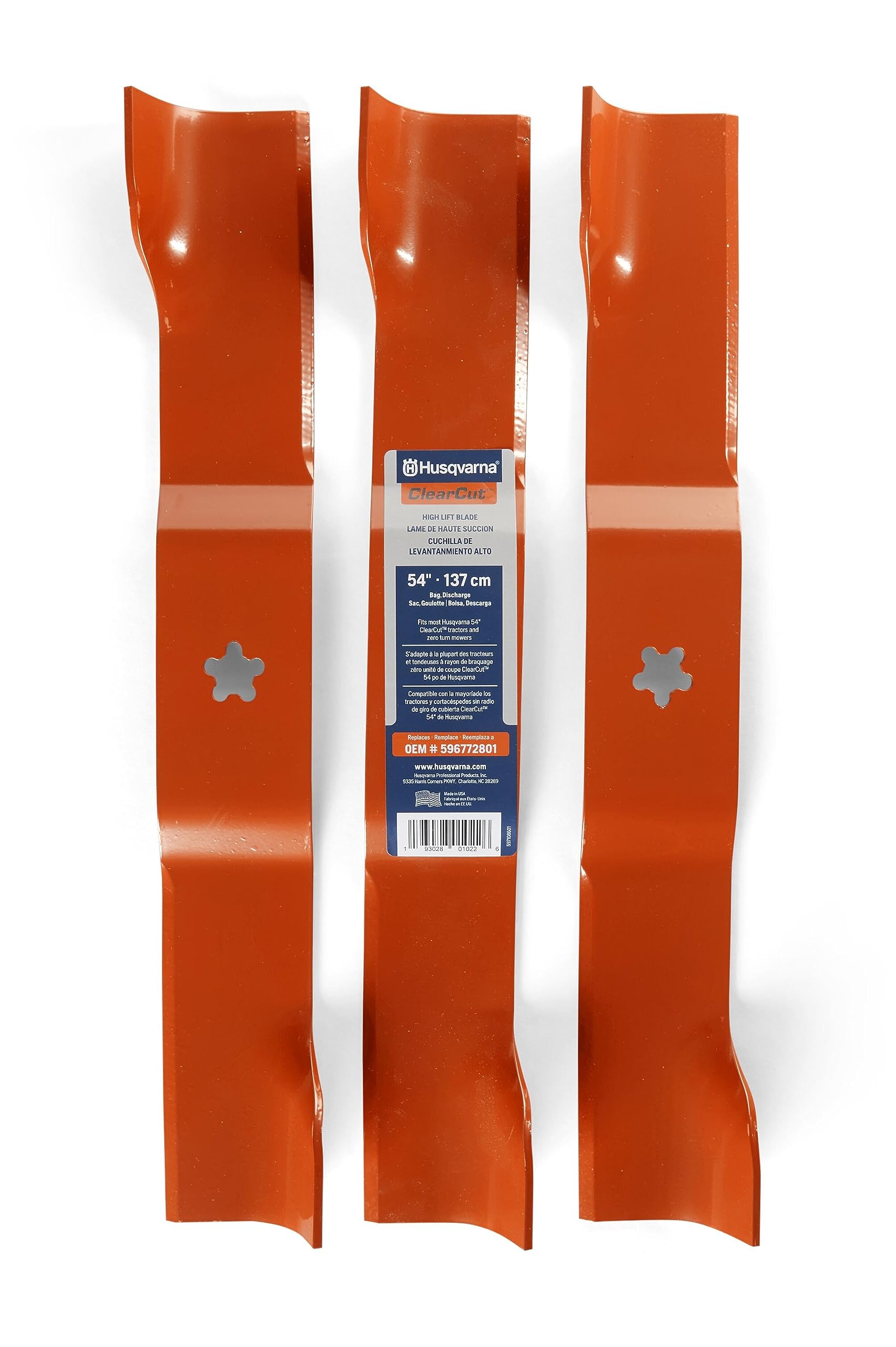 Husqvarna 54-inch ClearCut Hi-Lift Blade front view