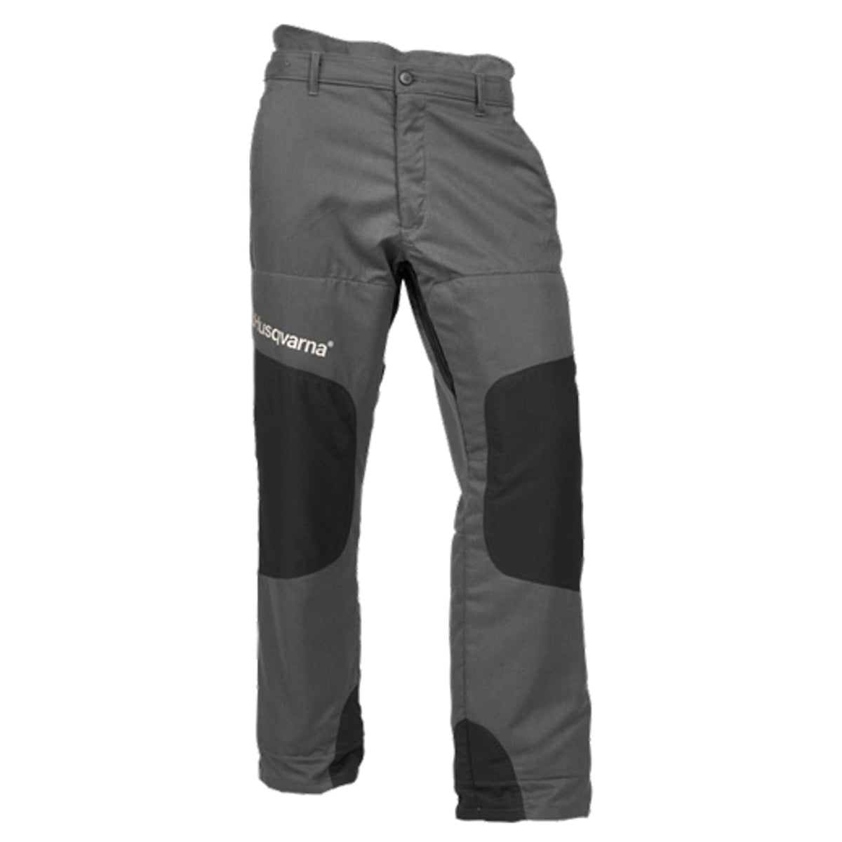 Husqvarna Chainsaw Pants Medium front view in Black/Grey
