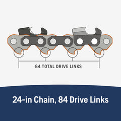 Husqvarna S83G chainsaw chain installed on a chainsaw