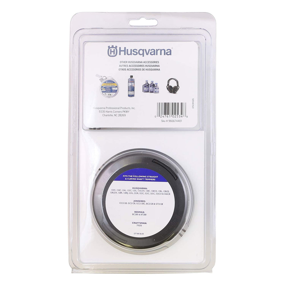 Husqvarna T25 String Trimmer Head side view showing easy reload feature