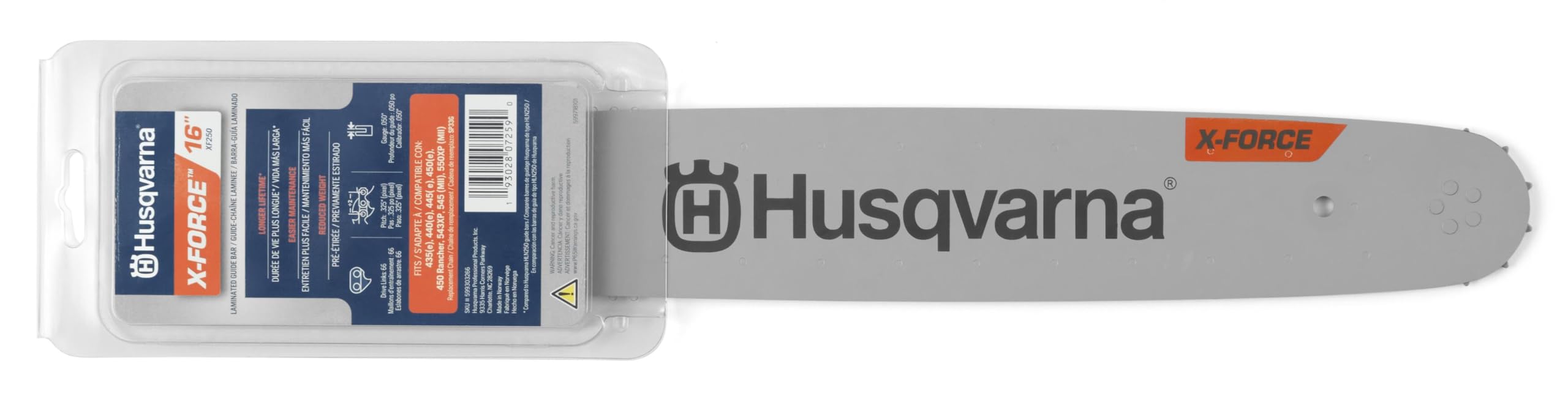 Husqvarna X-Force Chainsaw Bar side view showing gauge