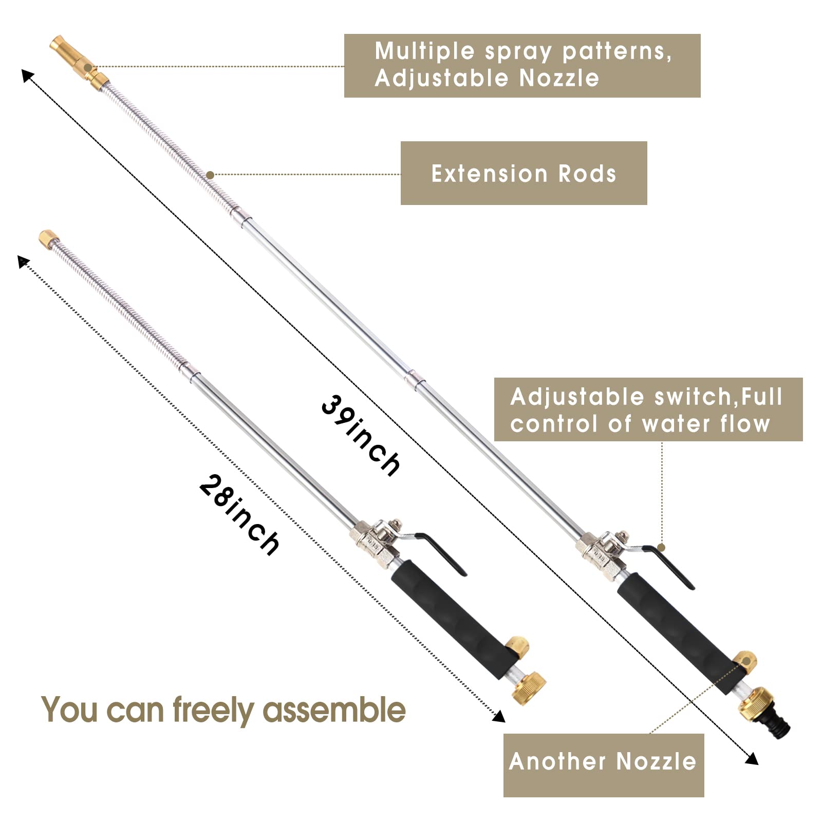 Hwylizg wand extended to 39 inches for high cleaning tasks