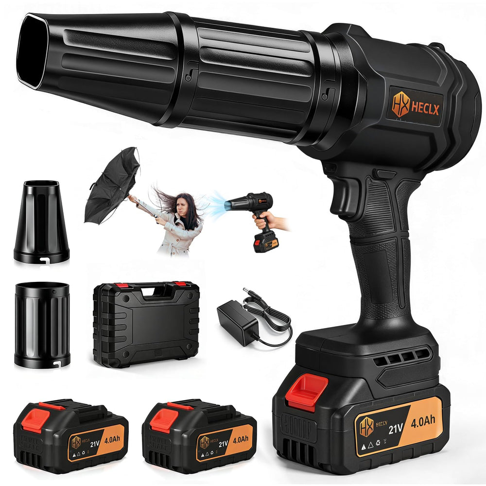 HX HECLX cordless leaf blower with black finish, front view