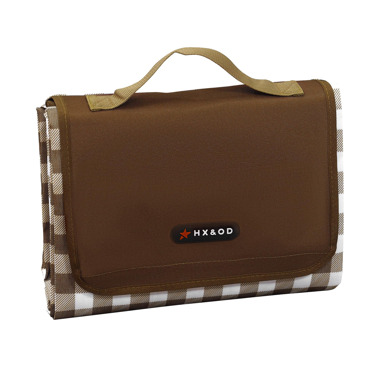 HX&OD 80"x60" picnic blanket brown front view