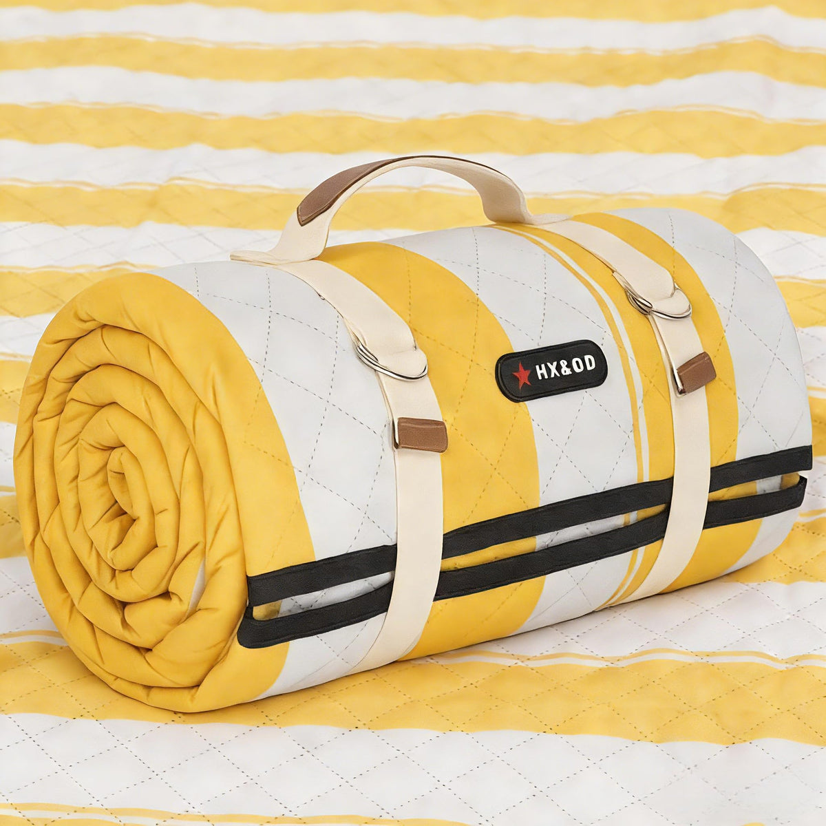 HX&OD Extra Large Picnic Blanket front view in yellow