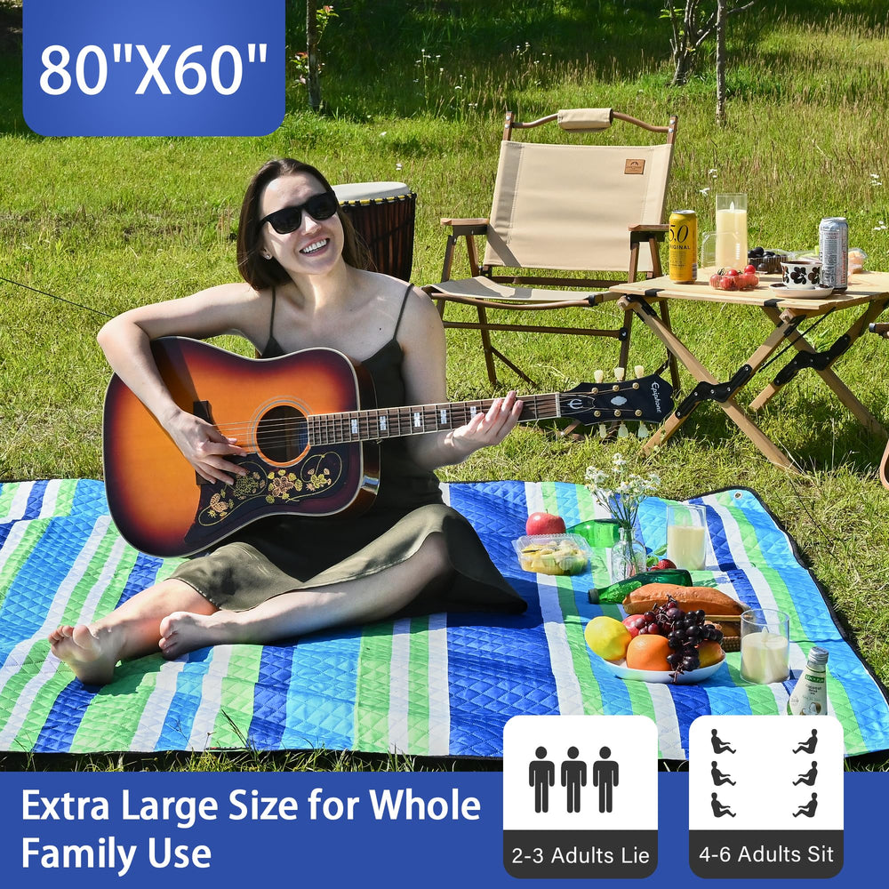 HX&OD Outdoor Picnic Blanket 80''x60'' with children playing on it