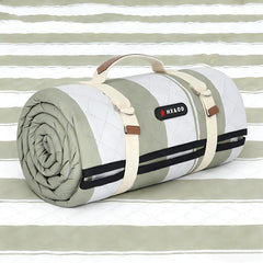 HX&OD Outdoor Picnic Blanket in green, unfolded view