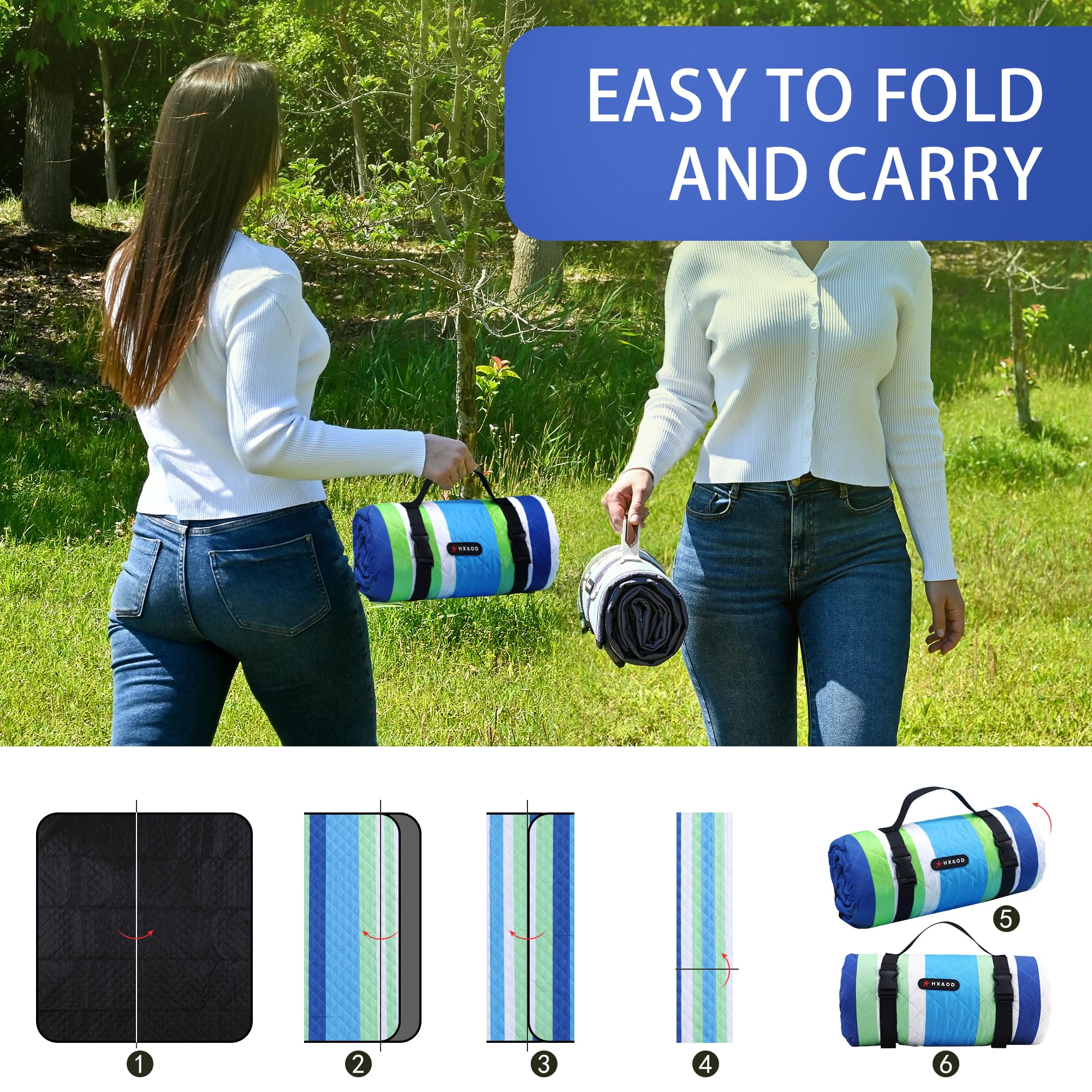 HX&OD Outdoor Picnic Blanket in use at a family gathering