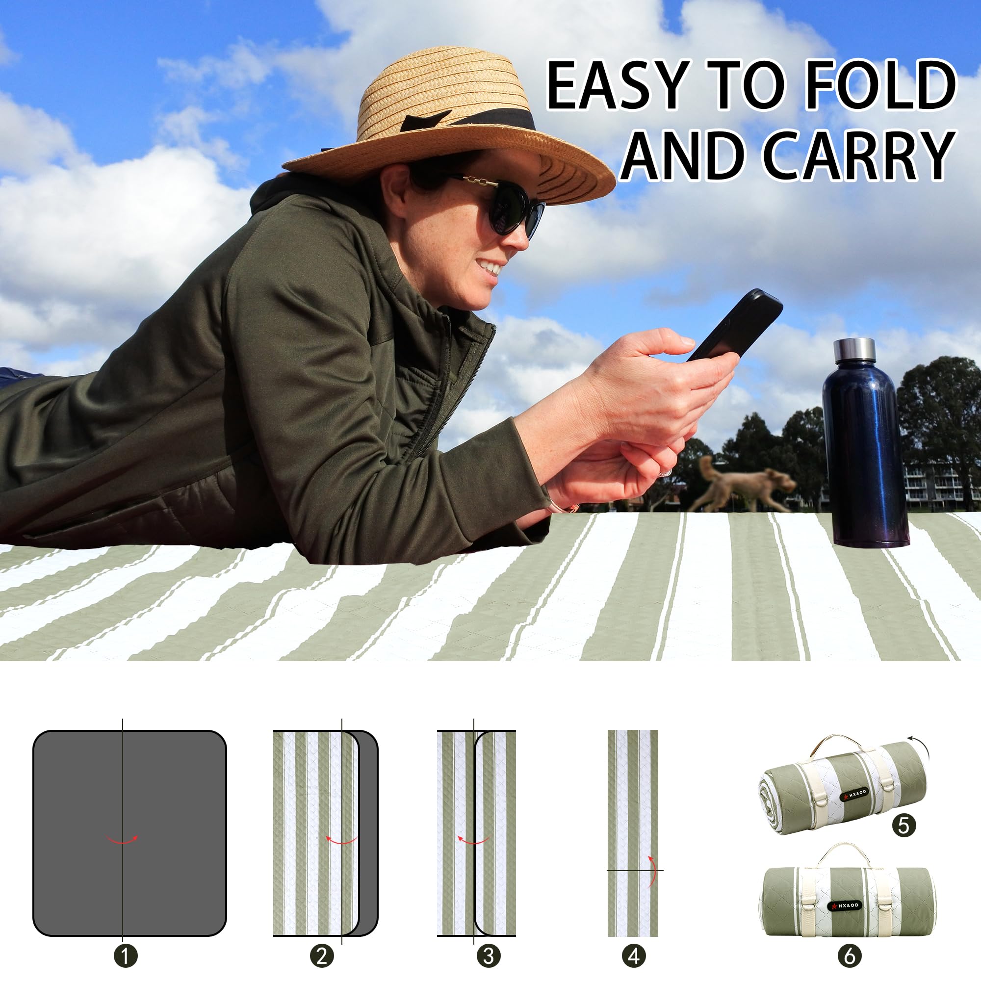 HX&OD Picnic Blanket compact size for easy storage