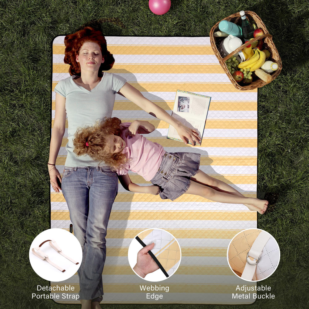 HX&OD picnic blanket in a camping setting