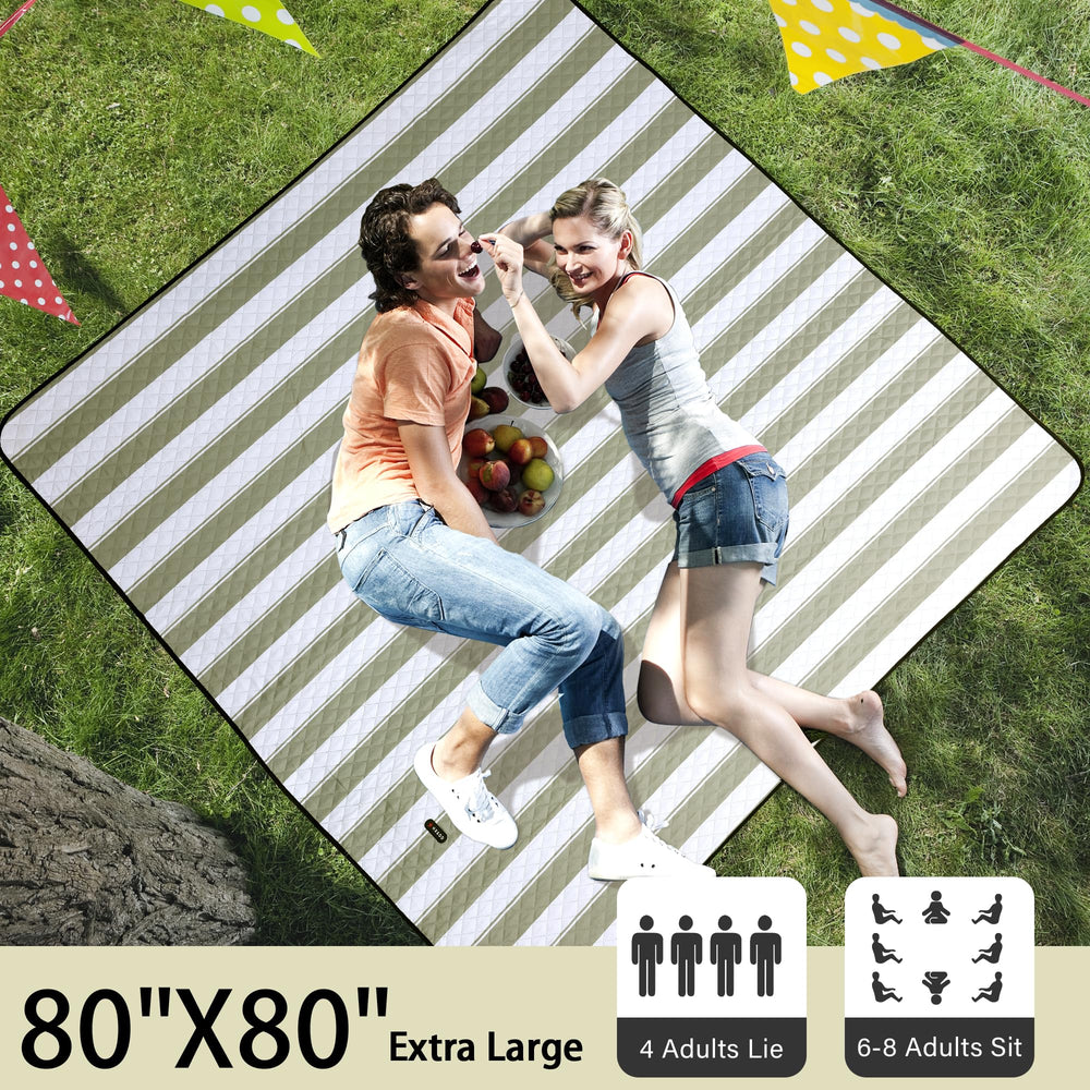 HX&OD picnic blanket showing waterproof backing