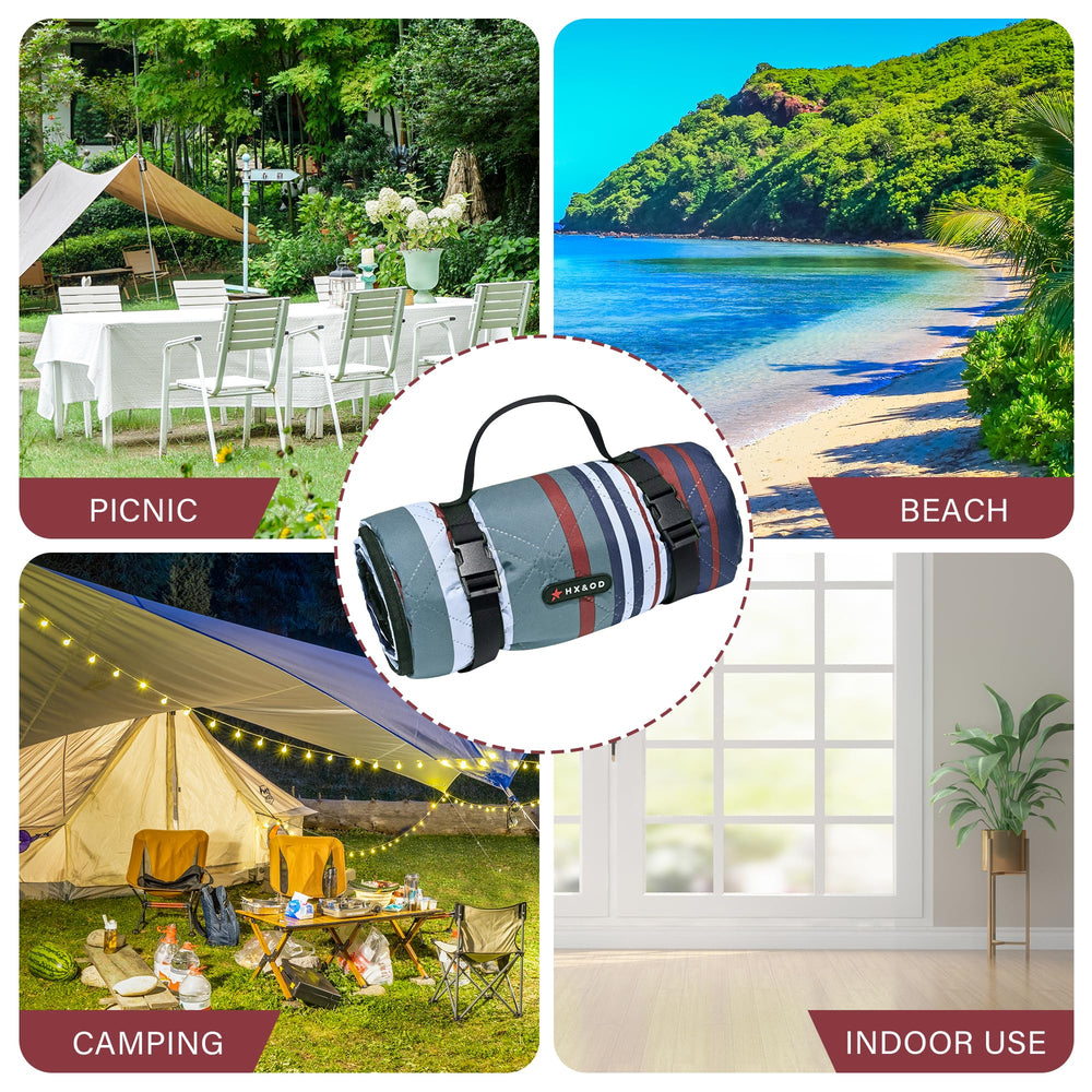 HX&OD Picnic Blanket with carry strap for easy transport
