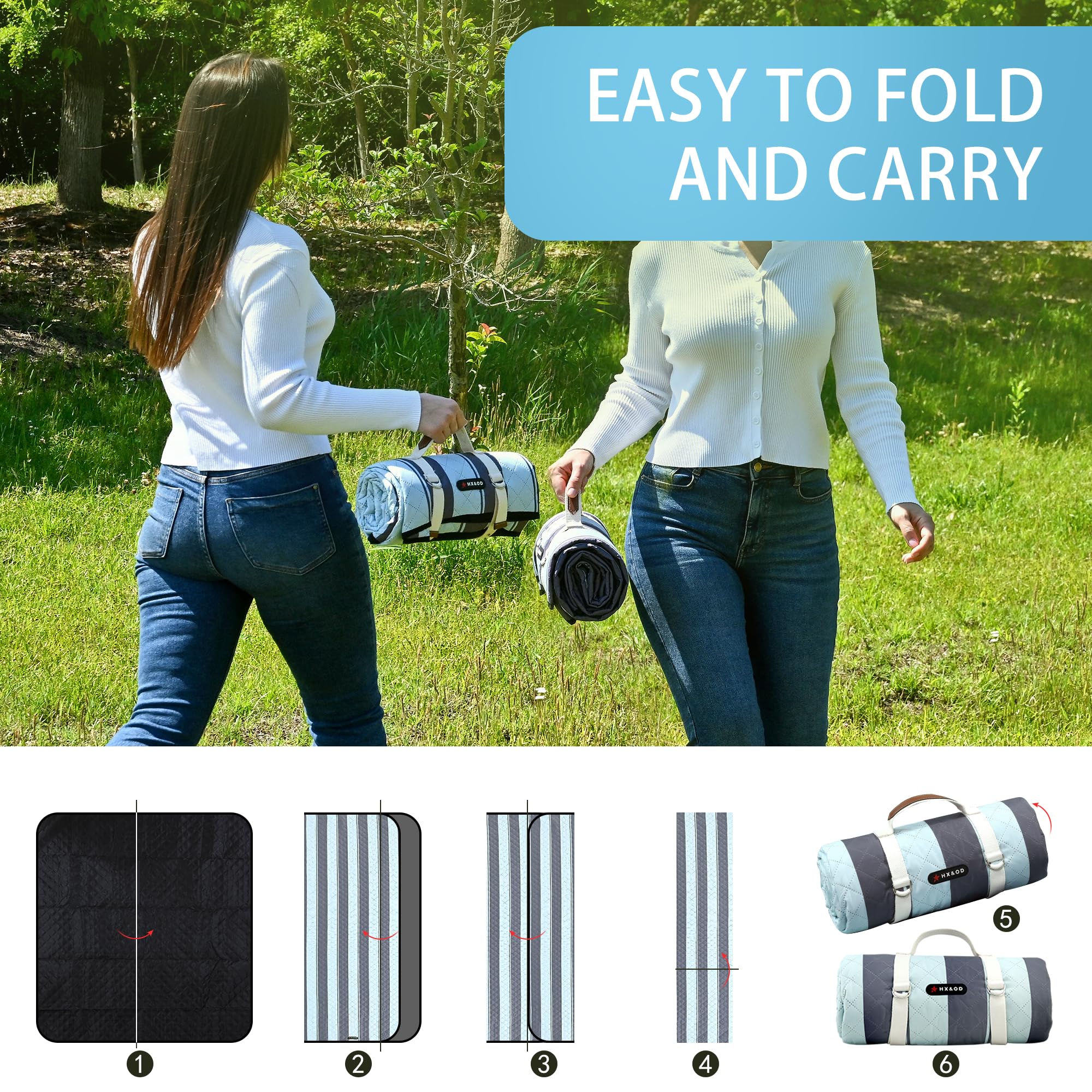 HX&OD picnic blanket with ground stakes
