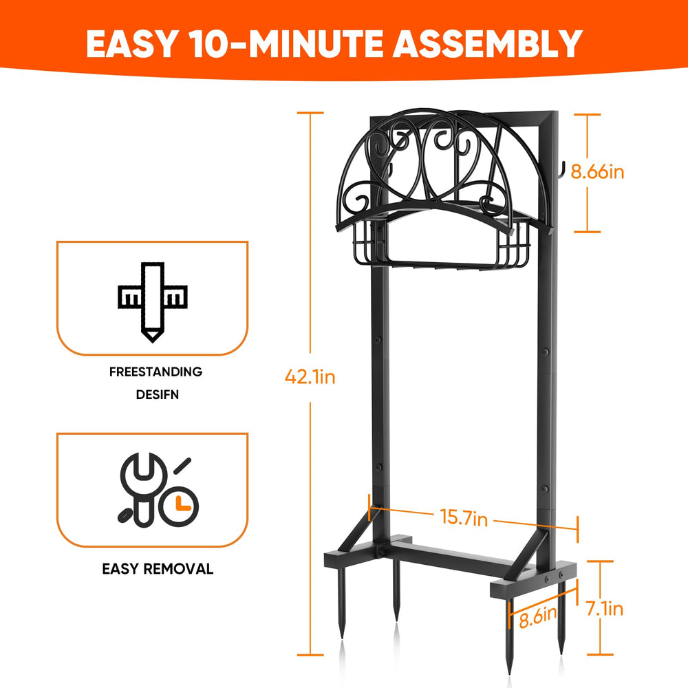 HXJLJY Garden Hose Holder assembled in a garden setting