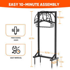 HXJLJY Garden Hose Holder assembled in a garden setting