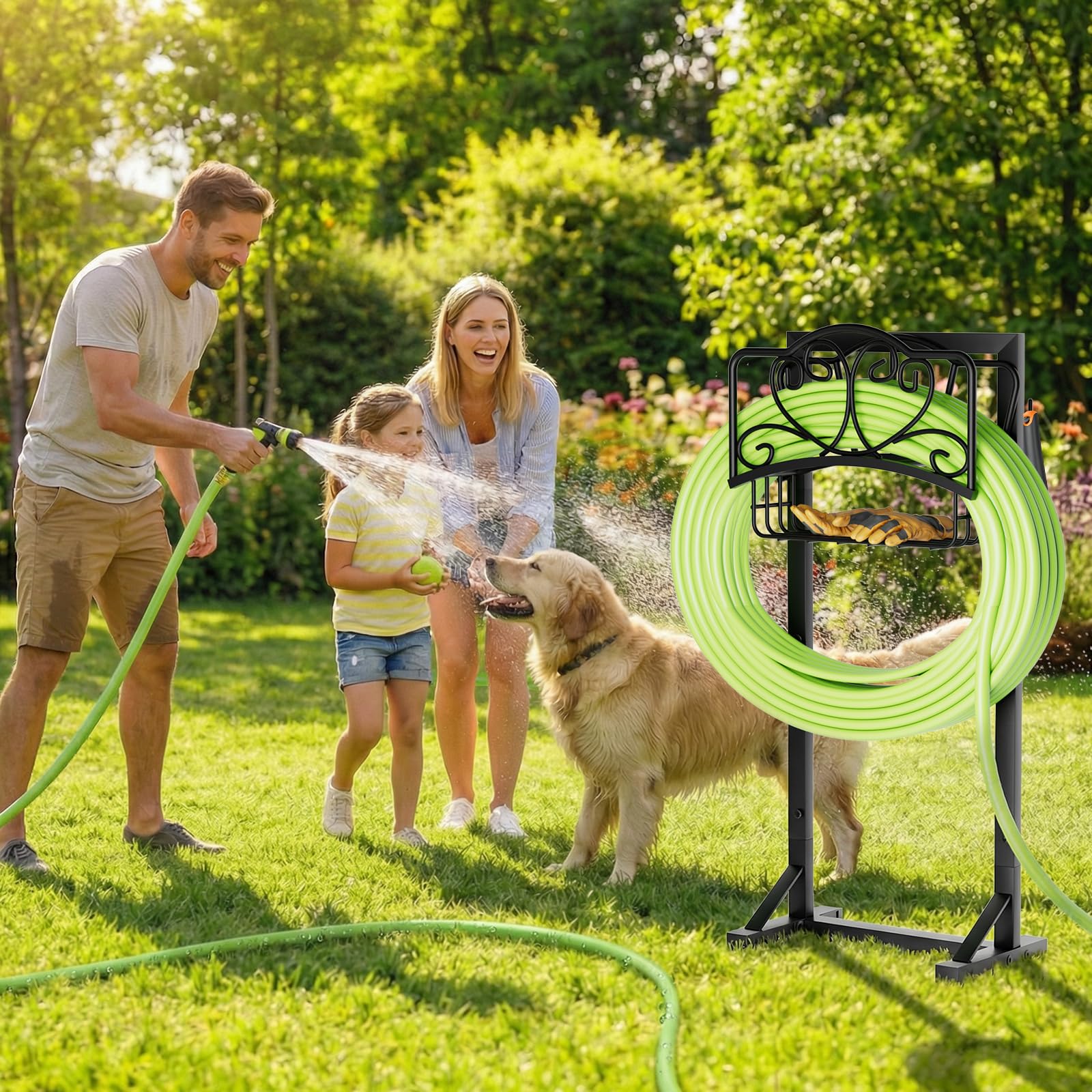 HXJLJY Garden Hose Holder in a garden setting