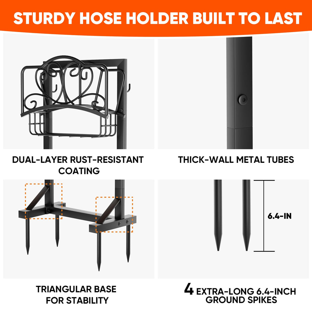 HXJLJY Garden Hose Holder side view showing hooks